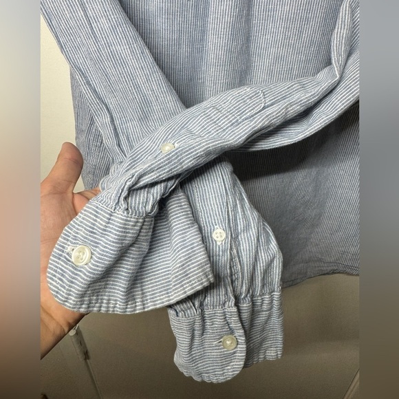 Piombo Italian Blue White Striped Coastal Nautical Collared Button Down Shirt XL - Picture 12 of 14